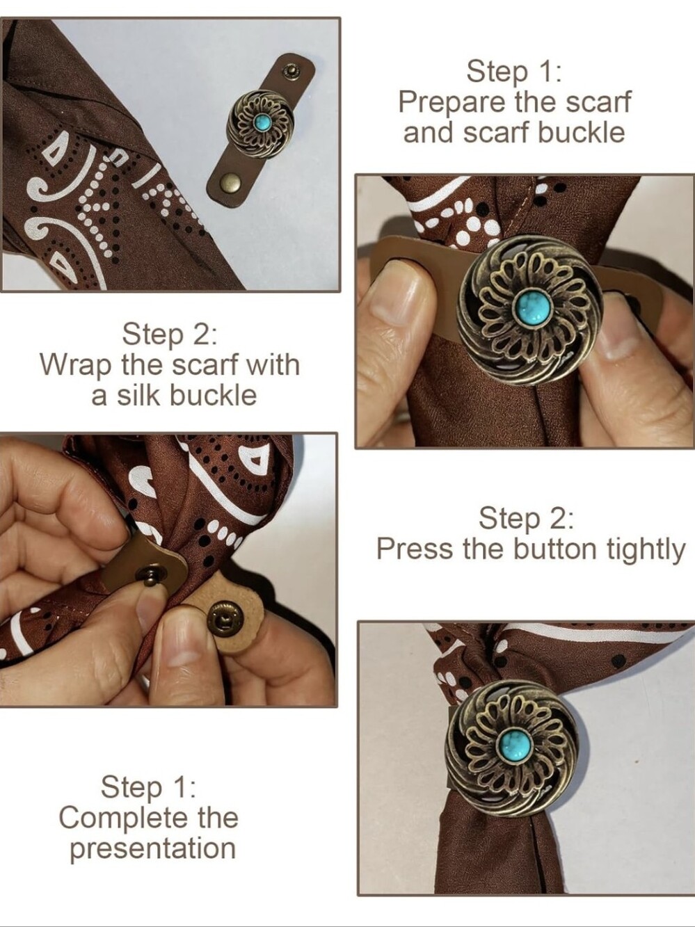Western Brown Scarf Ring Set - Picture 4 of 6